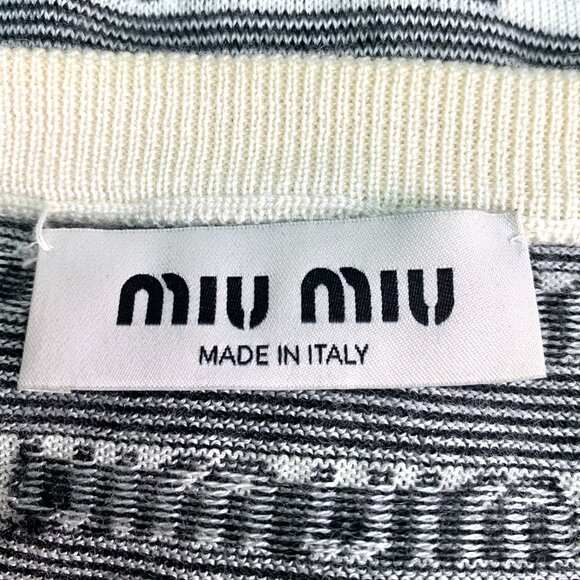 Miu Miu Womens Black & White Logo Print Cashmere Blend Cardigan Sweater Size 38 - Picture 5 of 8